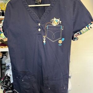 Tokidoki Navy Top with Colorful Cartoon Trim